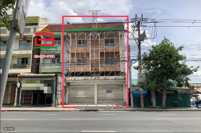 For SaleShophouseNawamin, Ramindra : Commercial building on Sai Mai Road, at the entrance of Soi Sai Mai 38, area 43.1 square wah, near AC Sai Mai Market, Phahon Yothin Road, Sai Mai Subdistrict, Bang Khen District, Bangkok