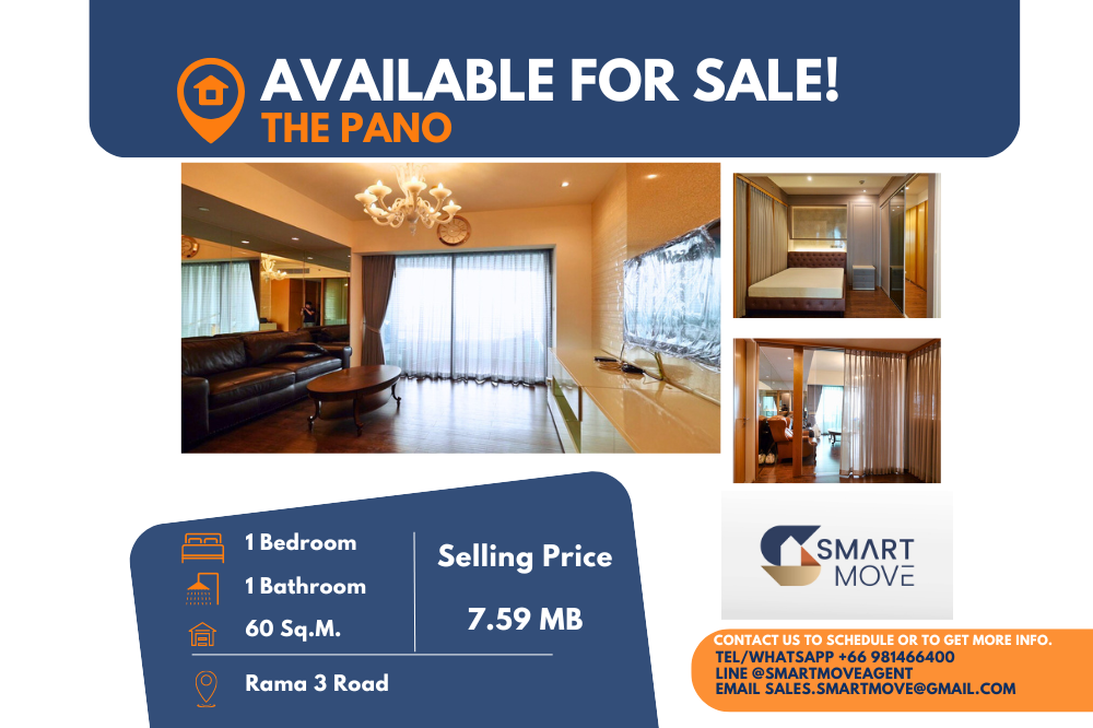 For SaleCondoRama3 (Riverside),Satupadit : Code C20240800125.......The Pano for sale, 1 bedroom, 1 bathroom, high floor, furnished, Special Deal!!