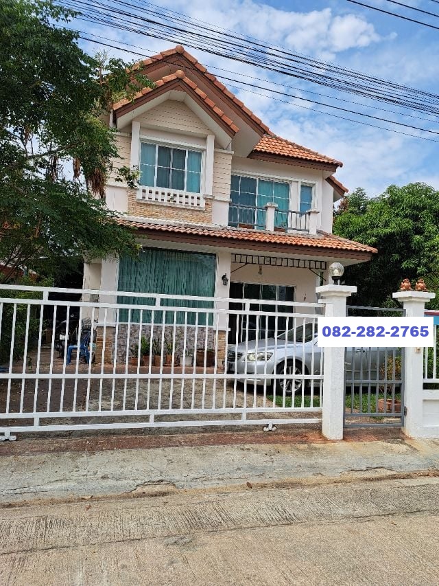 For SaleHousePhutthamonthon, Salaya : Corner house 89 sq m, 4 bedrooms, 2 bathrooms, 2-storey detached house, Sinthana Thani, Thawi Watthana