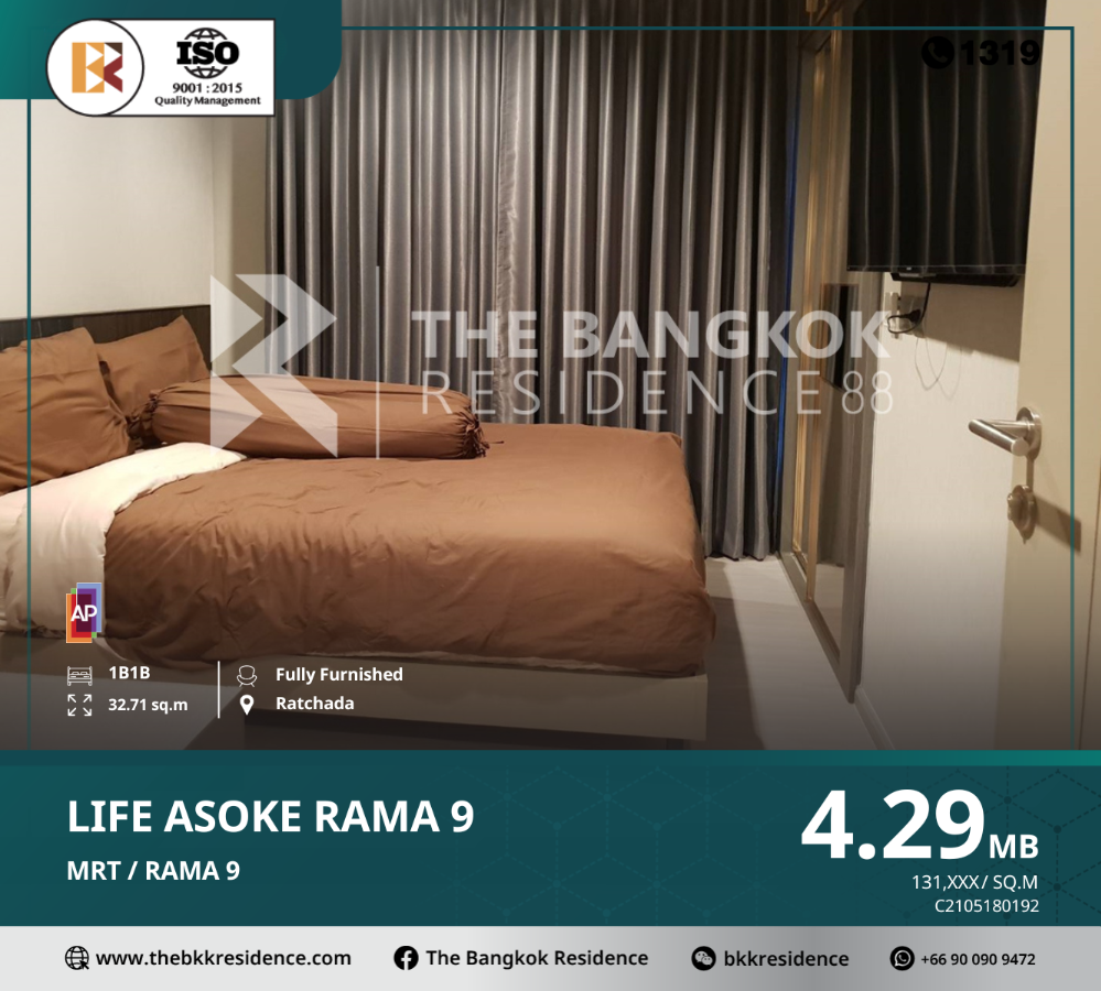 For SaleCondoRama9, Petchburi, RCA : Life Asoke - Rama 9 meets the lifestyle needs of modern people, living life without limits, near MRT Rama 9.