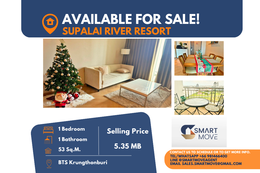 For SaleCondoWongwianyai, Charoennakor : Code C20240800130.......Supalai River Resort sale with tenant, 1 bedroom, 1 bathroom, high floor, furnished, Special Deal!!