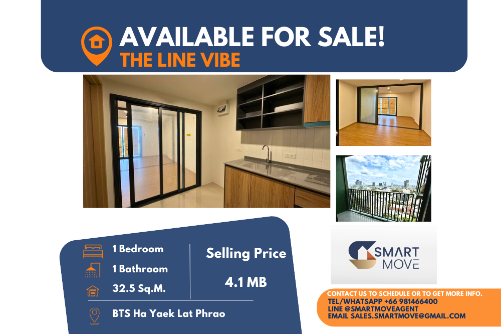 For SaleCondoLadprao, Central Ladprao : Code C20240800139.......The Line Vibe for sale, 1 bedroom, 1 bathroom, high floor, Fully Fitted, Special Deal!!