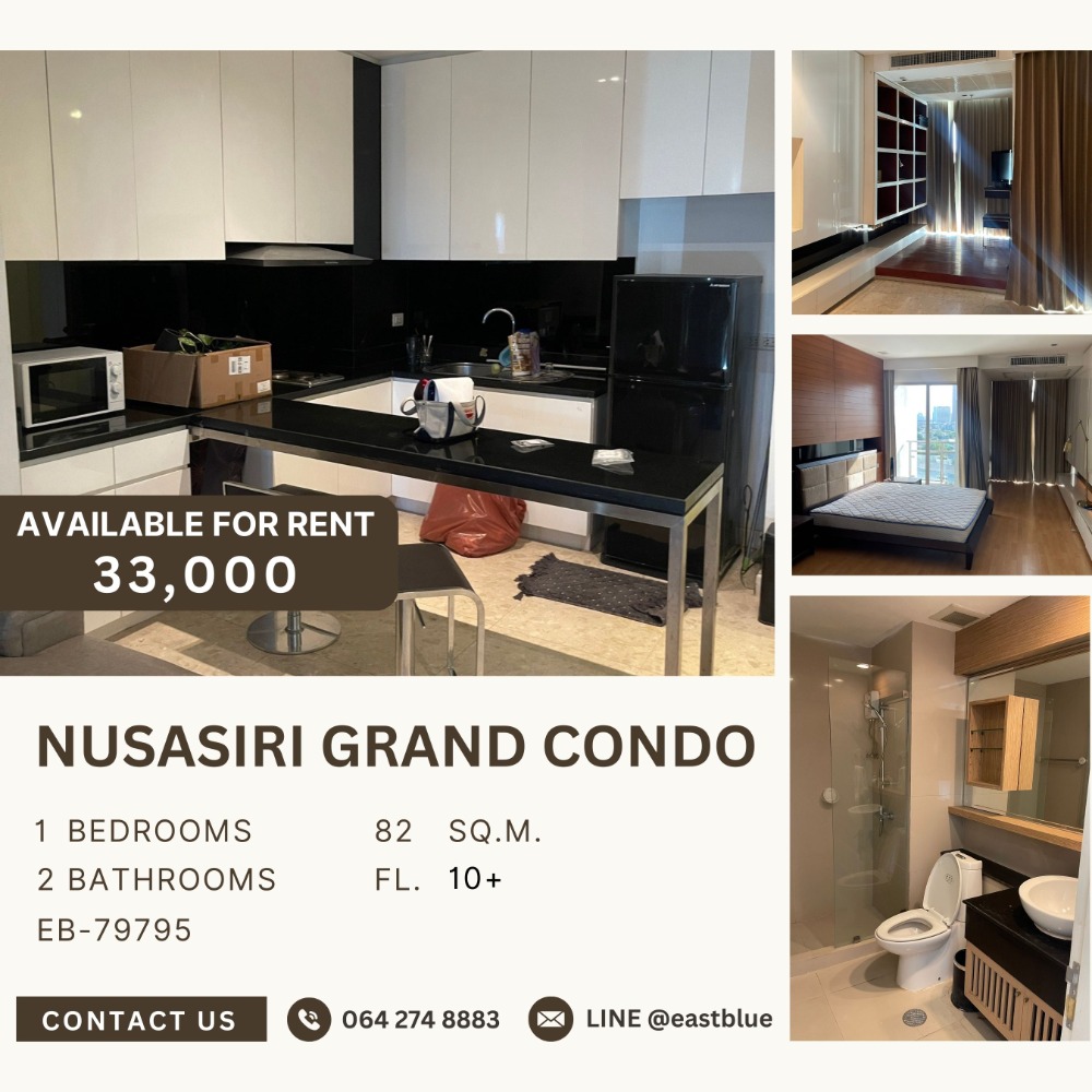 For RentCondoSukhumvit, Asoke, Thonglor : Nusasiri Grand Condo Luxury 1-Bedroom Near BTS 33,000 THB per month