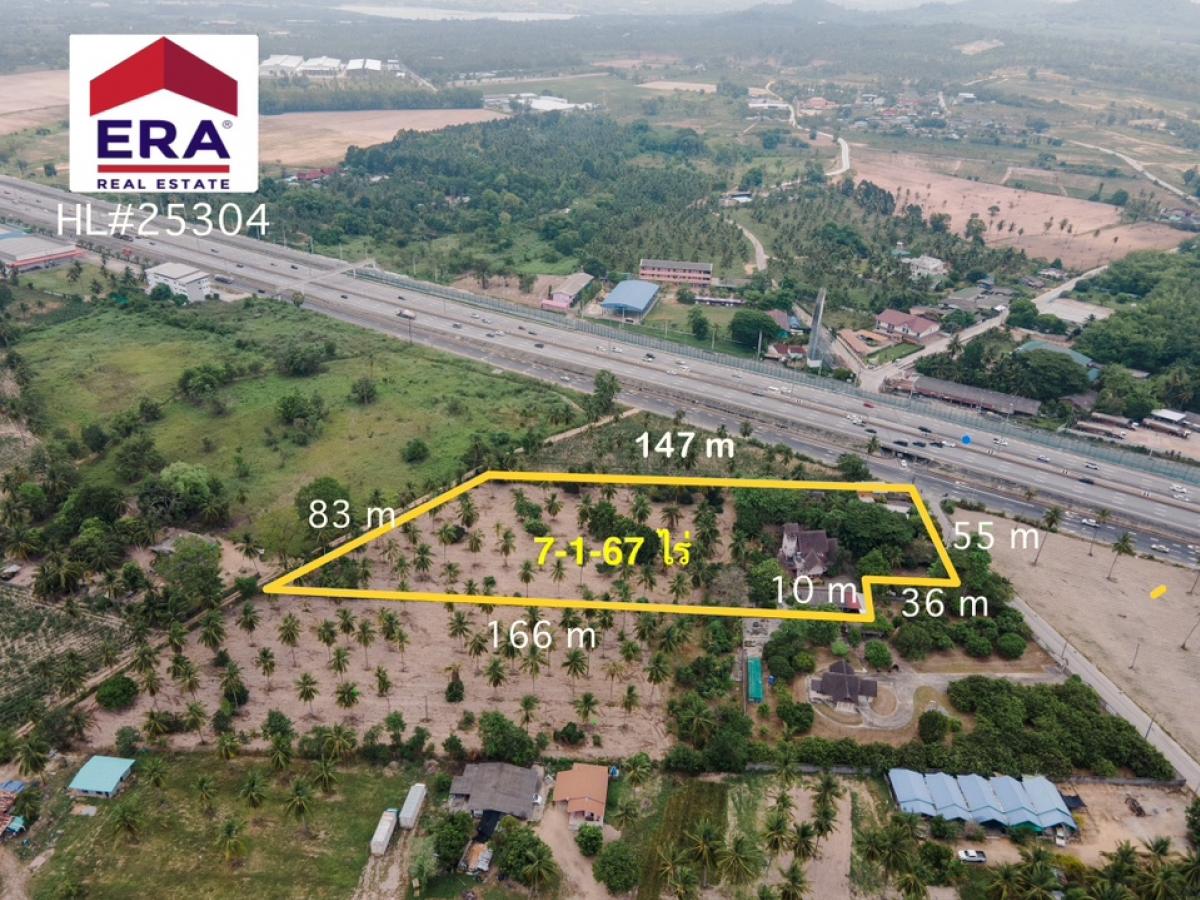 For SaleLandPattaya, Bangsaen, Chonburi : Land for sale with buildings, area 7-1-67 rai, next to the Chonburi-Pattaya Motorway, Takhian Tia Subdistrict, Bang Lamung District, Chonburi Province