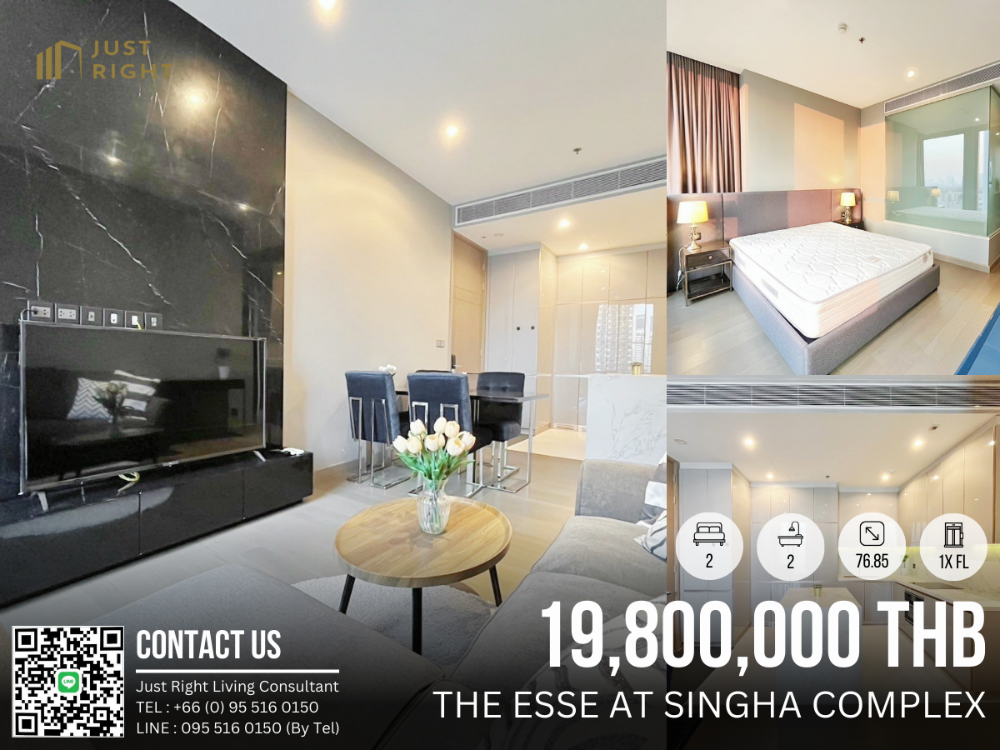 For SaleCondoRama9, Petchburi, RCA : For Sale, The Esse at Singha Complex, 2 Beds 2 Bath 76.85 Sqm. Floor 1x, Fully Furnished 19.8 MB