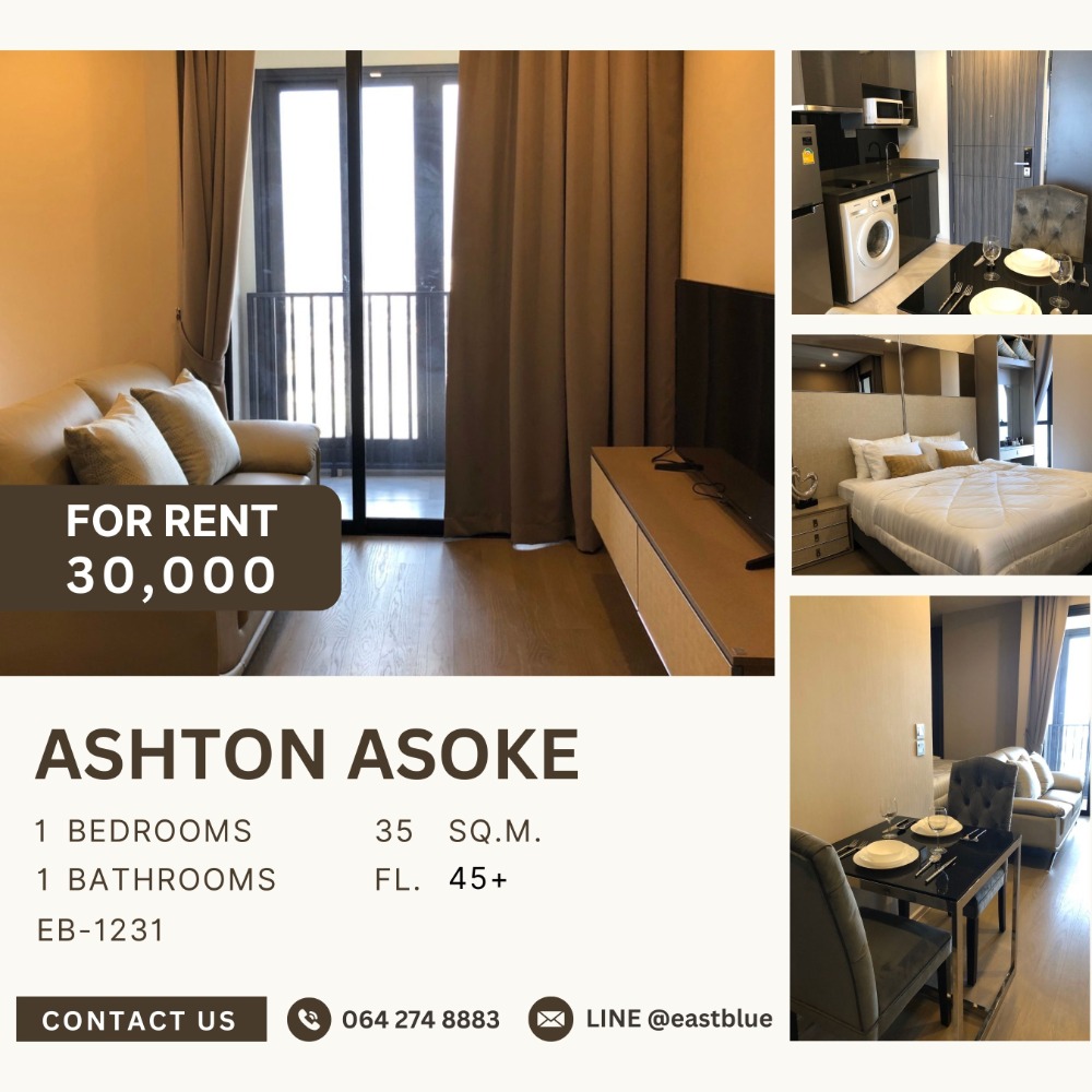 ให้เช่าคอนโดสุขุมวิท อโศก ทองหล่อ : Ashton Asoke Luxury 1-Bedroom 30,000 per month