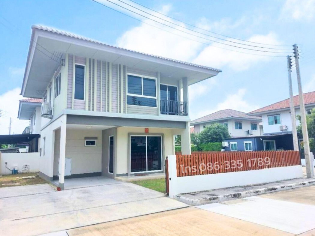 For SaleHousePathum Thani,Rangsit, Thammasat : For sale: Single house, Habitia Bond Ratchapruek, corner house, never occupied, good condition, like new, 56.3 sq m.