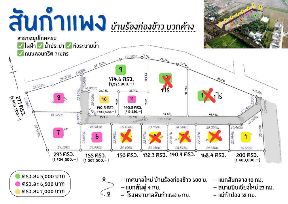 For SaleLandChiang Mai : Land for sale in San Kamphaeng, new line, starting size 140.5 sq m., future location, convenient transportation, near Chiang Mai Airport, San Kamphaeng District, Chiang Mai Province