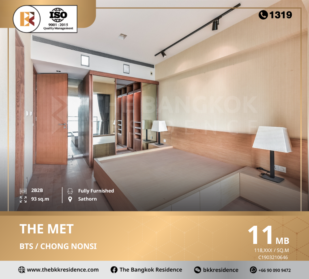 For SaleCondoSathorn, Narathiwat : The Met, ready-to-move-in condo, located on Sathorn Road, near BTS Chong Nonsi