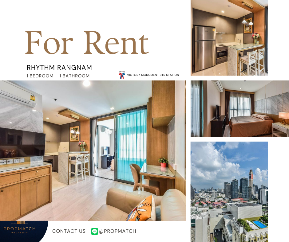 For RentCondoRatchathewi,Phayathai : 🏙️ BEST DEAL FOR RENT | Rhythm Rangnam 1 Bedroom 1 Bathroom 34 sqm. - ฿24,000/month Tel.0909426442 K.Film