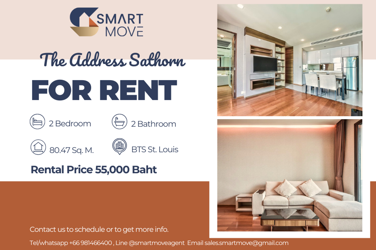 For RentCondoSathorn, Narathiwat : Code C20221201406..........The Address Sathorn for rent, 2 bedroom, 2 bathroom, high floor, furnished, ready to move in