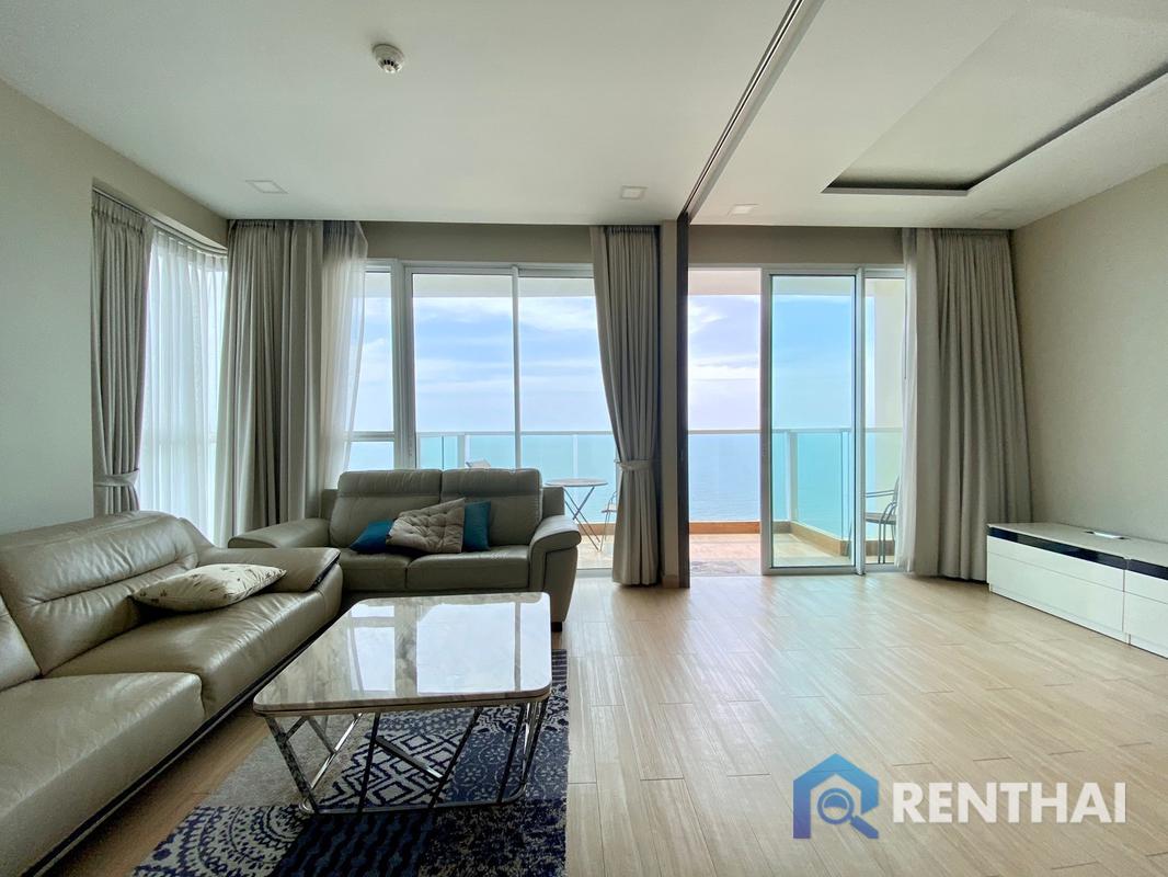 For SaleCondoPattaya, Bangsaen, Chonburi : Beachfront condo with panoramic sea view, 2 bedrooms, high floor, ready to move in