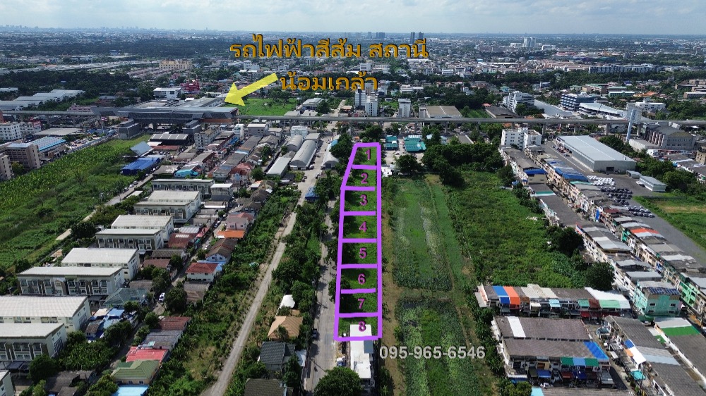 For SaleLandMin Buri, Romklao : Land for sale, entrance to Soi Ramkhamhaeng 150, many plots already filled, very beautiful land, only 2 minutes from the BTS.