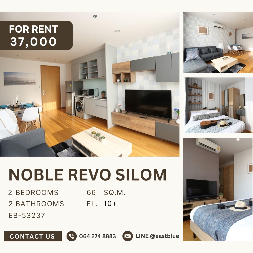 For RentCondo : Corner 2-Bedroom Noble Revo Silom – Fully Furnished 37,000 per month