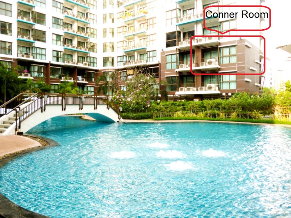 For RentCondoChaengwatana, Muangthong : Summer Garden, at corner unit, swimming pool view , 42 sq m. fully furnished. 089 8185235