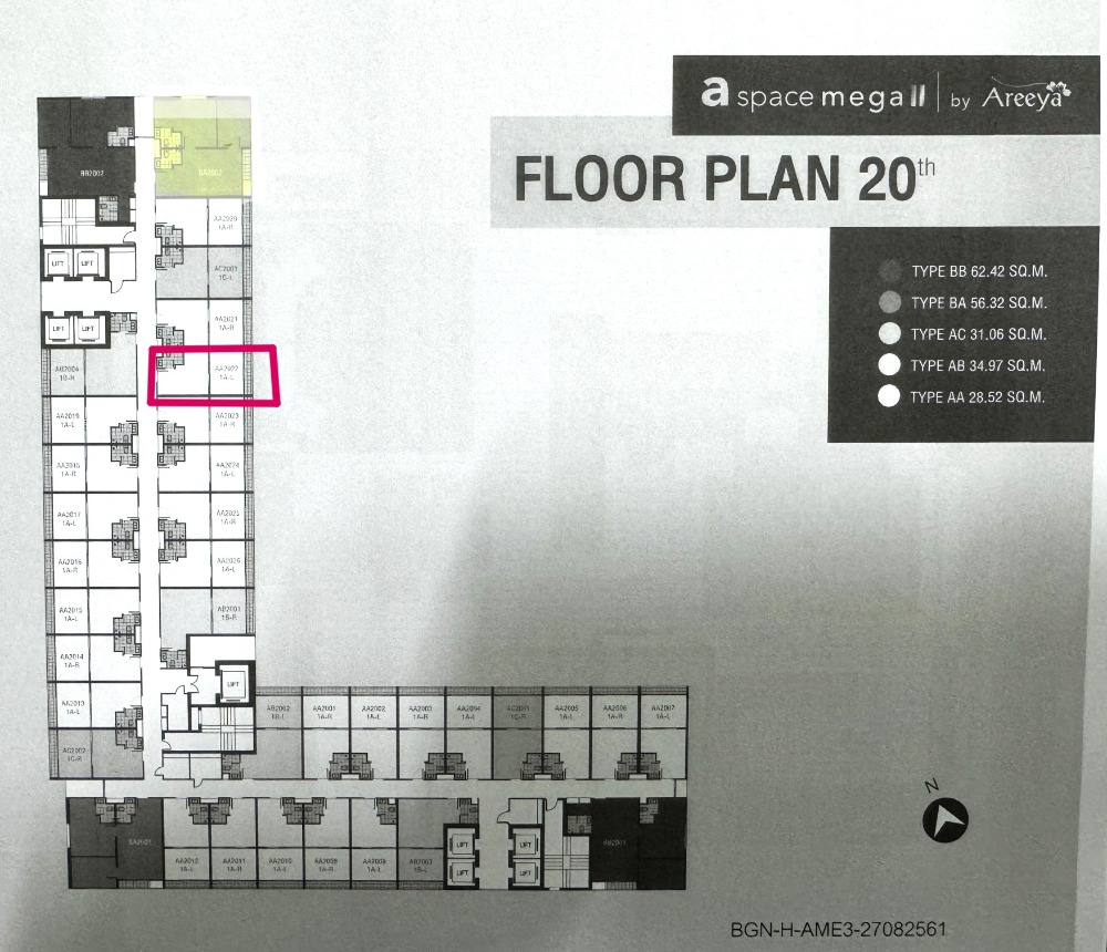 For SaleCondoBangna, Bearing, Lasalle : ##Condo A Space Mega 2, price 2 million baht, room size 28.52 sq m, 20th floor, balcony facing east, condo next to Mega Bangna, near Burapha Withi Expressway, only 3 km.*Full facilities **Owner sells himself**