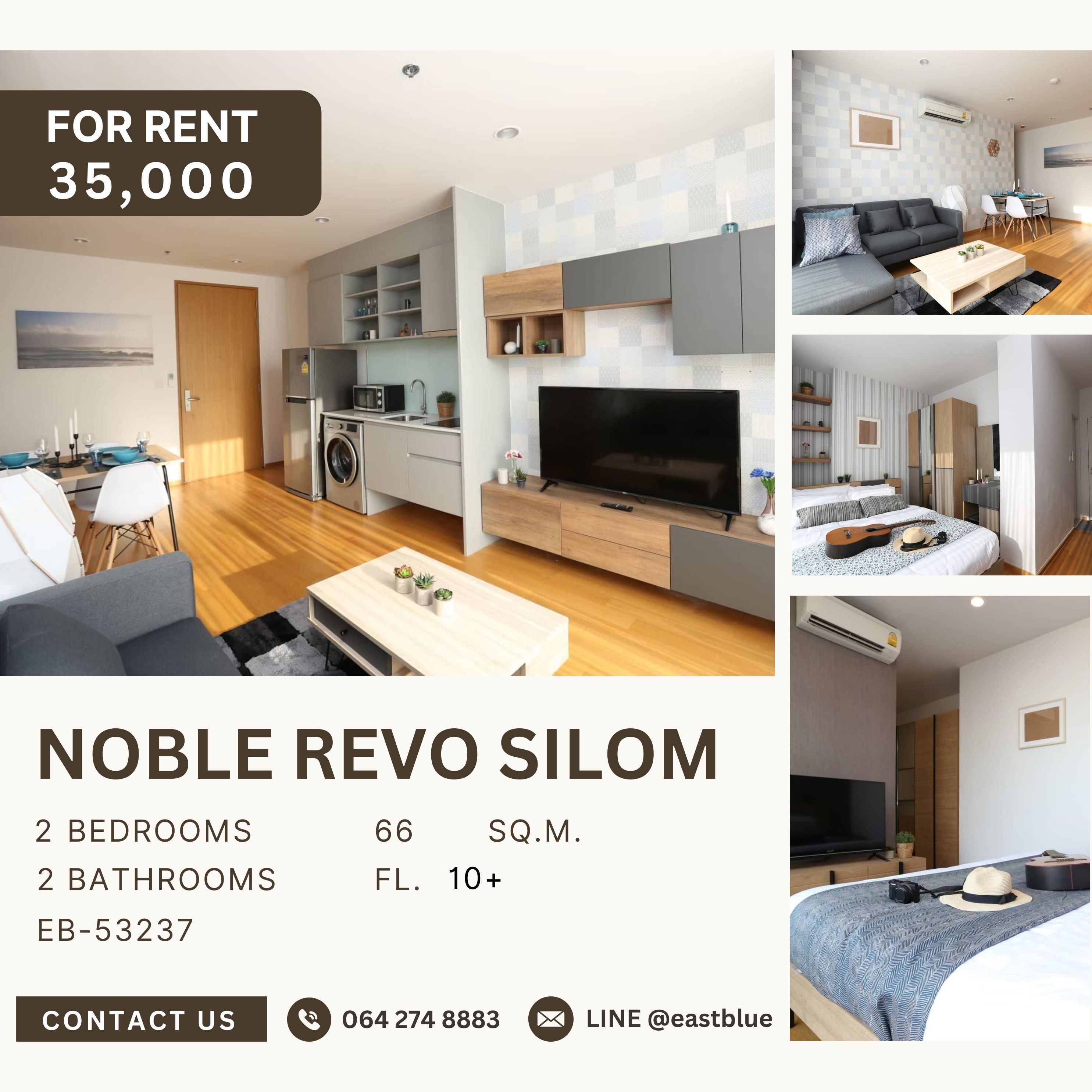 ให้เช่าคอนโดสาทร นราธิวาส : Noble Revo Silom, 2 bed, 35000 per month