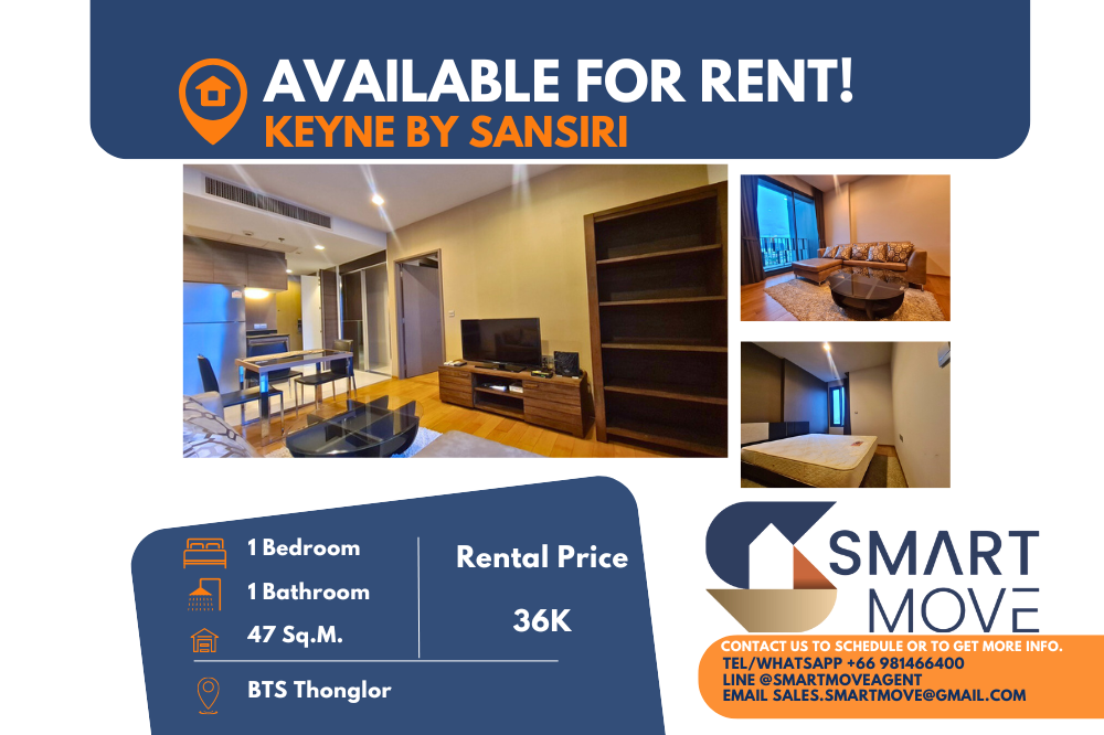 For RentCondoSukhumvit, Asoke, Thonglor : Code C20230112418..........Keyne by Sansiri for rent, 1 bedroom, 1 bathroom, high floor, furnished, ready to move in