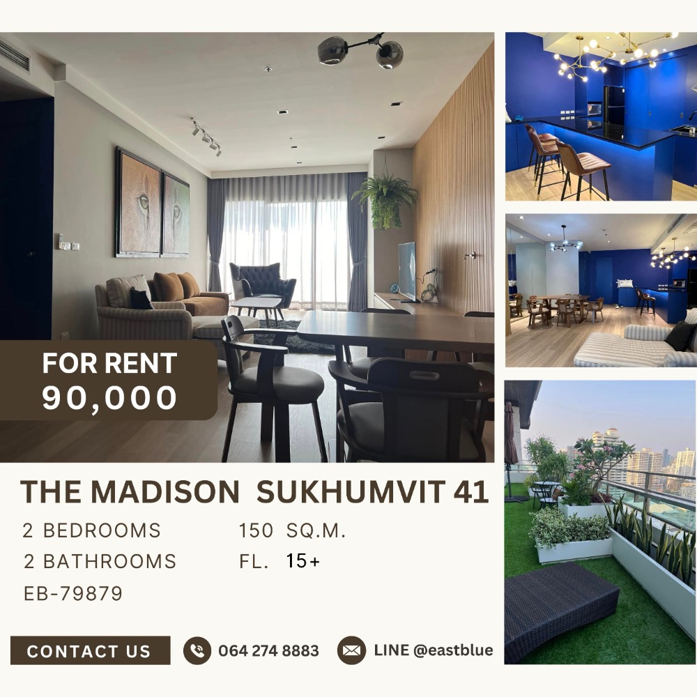 For RentCondoSukhumvit, Asoke, Thonglor : The Madison Sukhumvit 41, Pet-Friendly 2-Bedroom close to BTS 90,000 per month