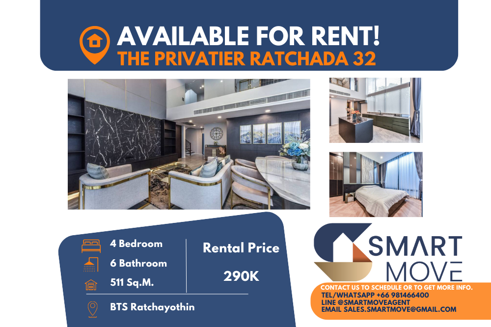 For RentHouseSapankwai,Jatujak : 🔥Code C20240201408.......The Privatier Ratchada 32 for rent Single house, 4 bedroom, 6 bathroom, 3 floors, furnished, Luxury, ready to move in, Pet Friendly!! Luxury++🔥