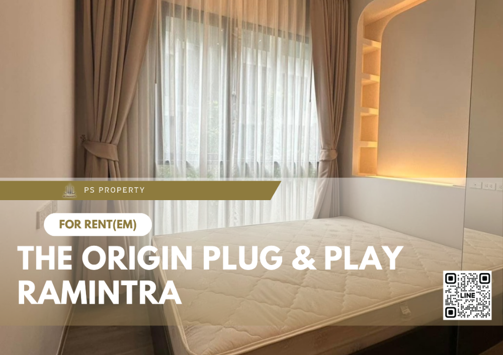 For RentCondoNawamin, Ramindra : For rent ✨ The Origin Plug & Play Ramintra ✨ Complete furniture and electrical appliances, ceiling height 3 m., open and airy.