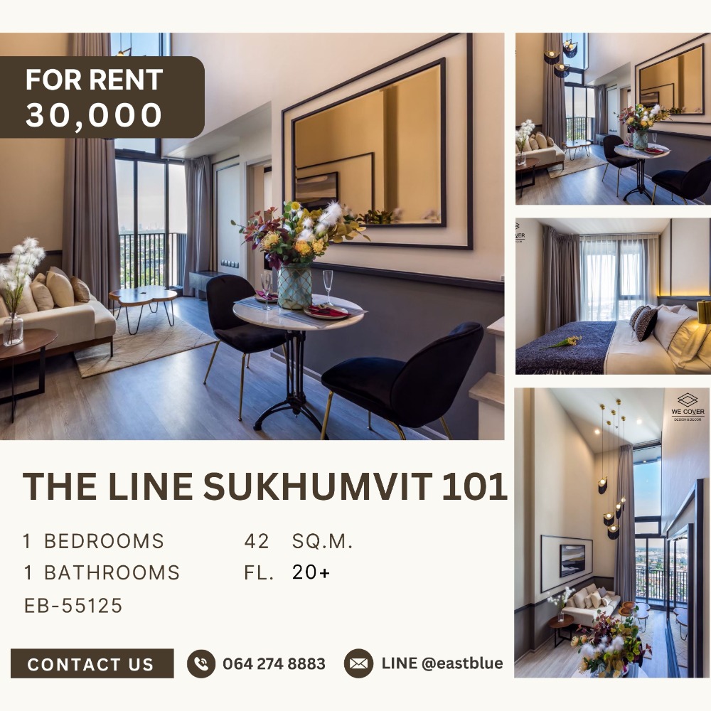 ให้เช่าคอนโดอ่อนนุช อุดมสุข : The Line Sukhumvit 101 Duplex 1 Bed for rent, High Floor 30,000 THB per month