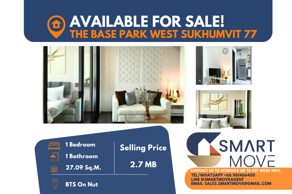 For SaleCondoOnnut, Udomsuk : For sale 📣 Code C20230109684.......The Base Park West Sukhumvit 77, 1 bedroom, 1 bathroom, high floor 10+, fully furnished, special price‼️ 🔥 🔥 🔥