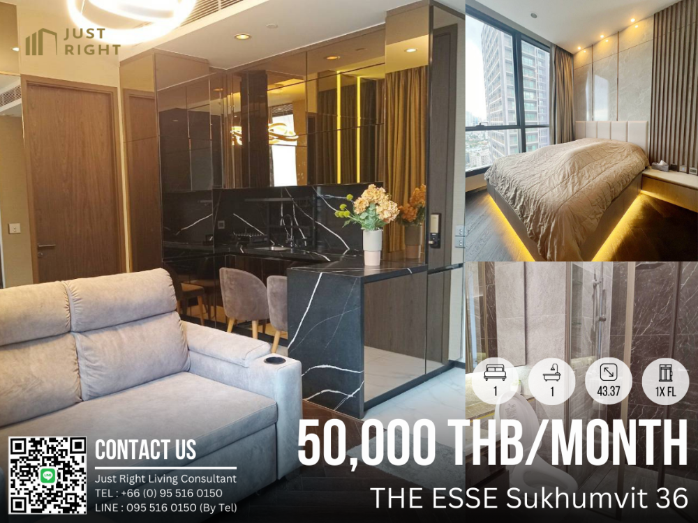 ให้เช่าคอนโดสุขุมวิท อโศก ทองหล่อ : ให้เช่า The Esse Sukhumvit 36 1ห้องนอน 1ห้องน้ำ ขนาด 43.37 ตร.ม. ชั้น 1x เฟอร์ครบ 50,000/ด. สัญญา 1 ปี