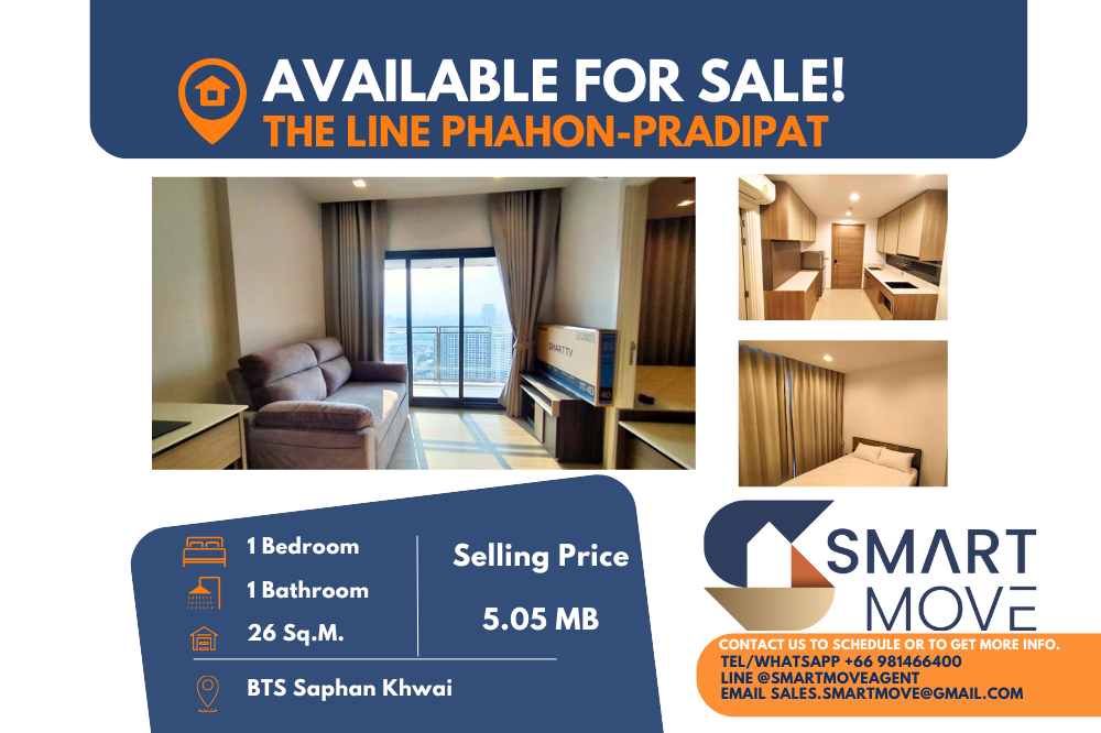 For SaleCondoSapankwai,Jatujak : 🔥For Sale 🔥Code C20240300225.......The Line Phahon - Pradipat, 1 bedroom, 1 bathroom, high floor 35+, City View, Good location, furnished, Special Deal!!⚡