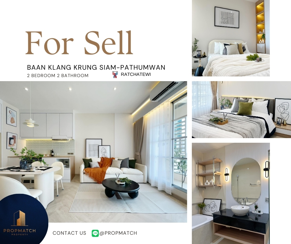 For SaleCondoRatchathewi,Phayathai : ⚡️Super Luxury ⚡️Baan Klang Krung Siam - Pathumwan (2 bedrooms, 2 bathrooms 67 sqm.) Highly good views. Price 8.9 Delete .0981315848 @propmatch