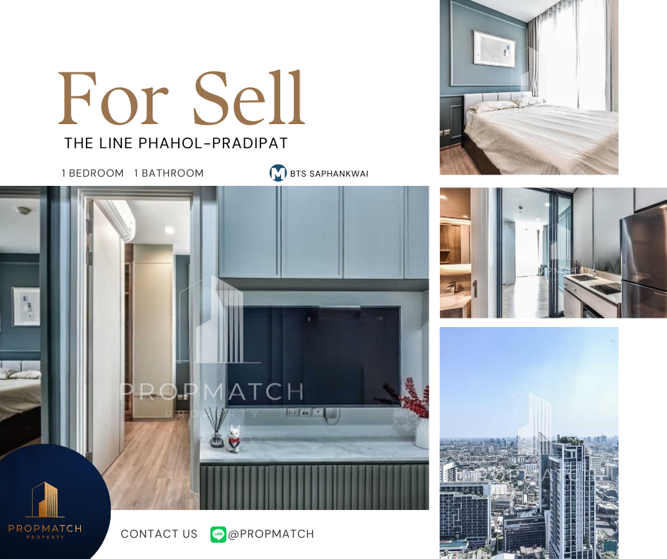 For SaleCondoSapankwai,Jatujak : ⚡️Price drop!! Cheapest in the project⚡️The Line Phahol-Pridipat (1 bedroom, 34 sq m.) High floor, great view, fully furnished!! Price only 4.8 million baht. Tel.0981315848 @propmatch