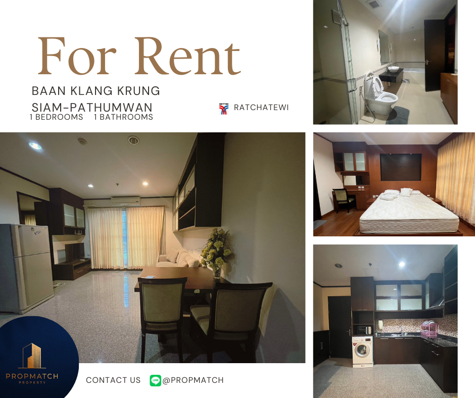 For RentCondoRatchathewi,Phayathai : ✨Super Luxury ✨ Baan Klang Krung Siam - Pathumwan (1 bedroom, 1 bathroom, 55 sq m.) Fully furnished, ready to move in!! Only 22,000 baht per month Tel.0981315848 @propmatch