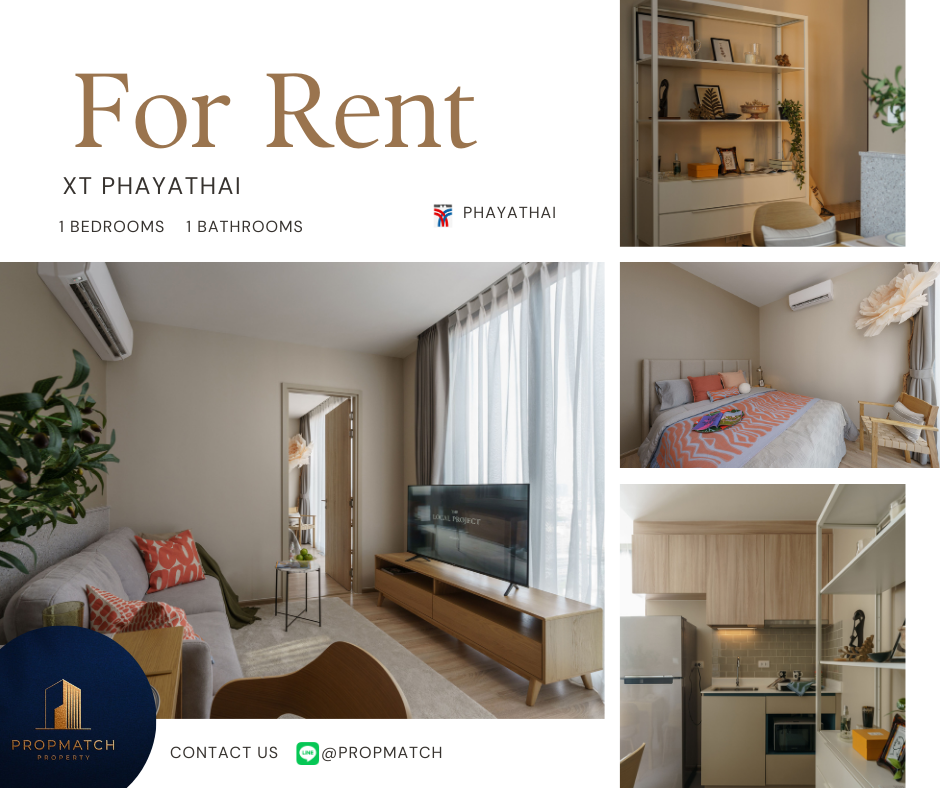 For RentCondoRatchathewi,Phayathai : 📌 Rare room, good price! 📌 XT Phayathai (1 bedroom, 1 bathroom, 34 sq m.) Fully furnished, ready to move in!! Only 23,000 baht per month Tel.0981315848 @propmatch More information