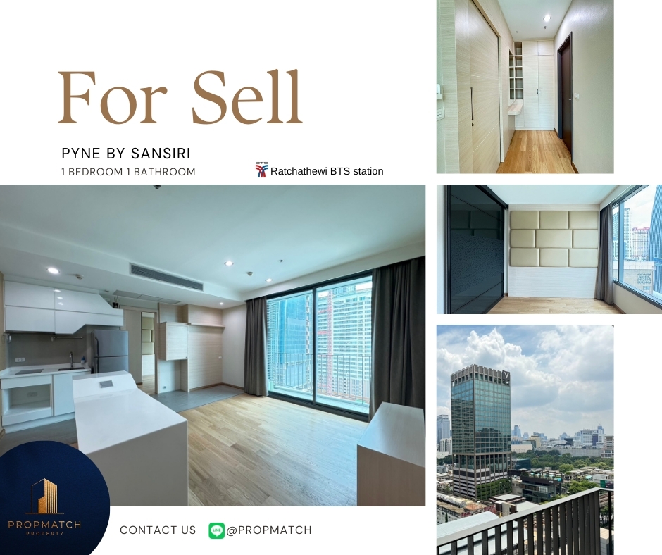 For SaleCondoRatchathewi,Phayathai : ⚡️Price drop!! Cheapest in the project⚡️Pyne By Sansiri (1 bedroom, 45 sq m.) High floor, good view, price only 8.49 million baht. Tel.0981315848 @propmatch