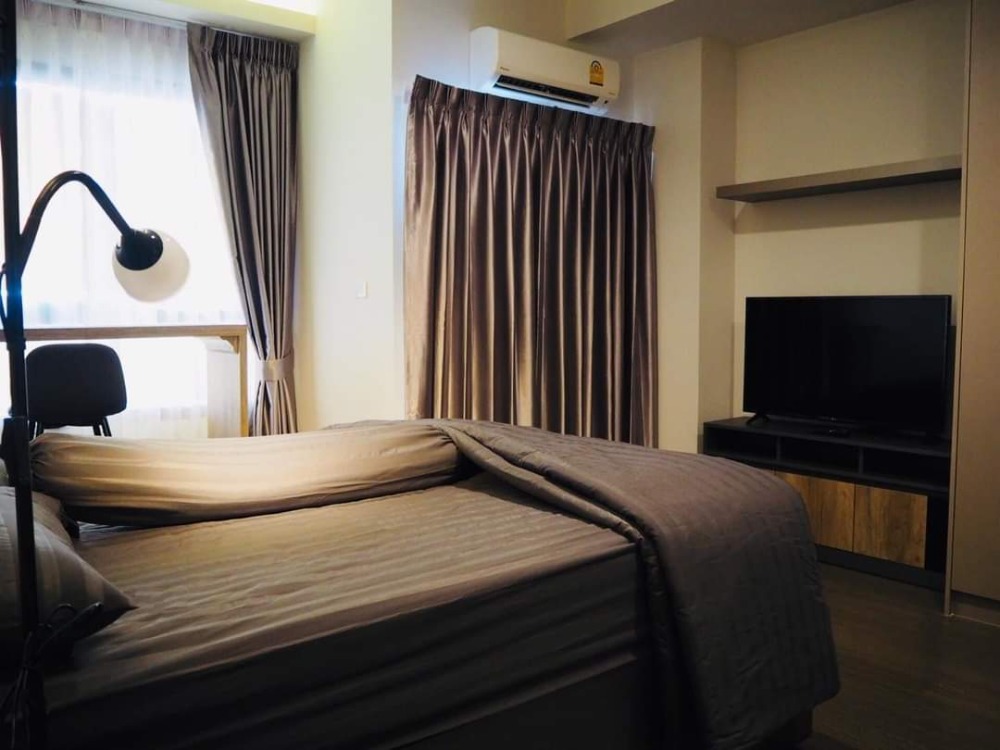 For RentCondoOnnut, Udomsuk : ✅ For rent, studio, 1 bathroom, size 27 sq m., 25th floor, Building B, fully furnished, ready to move in, has washing machine, rental price 14,000 baht/month