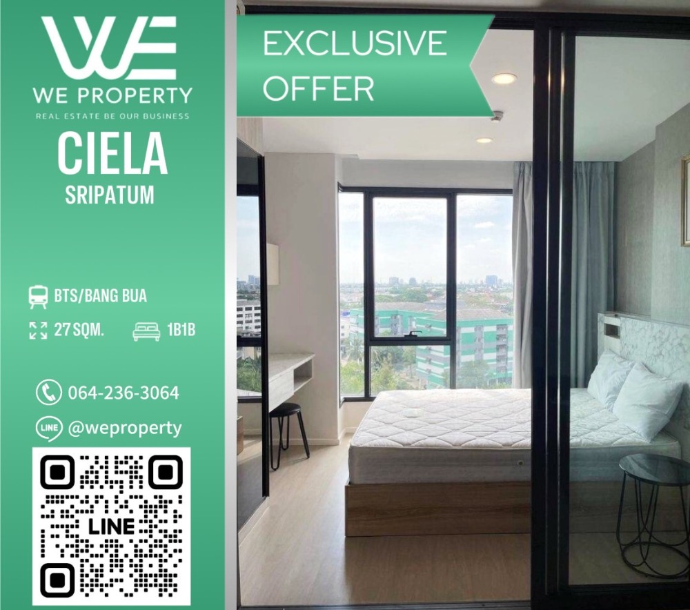 For SaleCondoKasetsart, Ratchayothin : Built-in room, complete furniture, new, very good price⭐Ciela Sripatum (Ciela Sripatum)