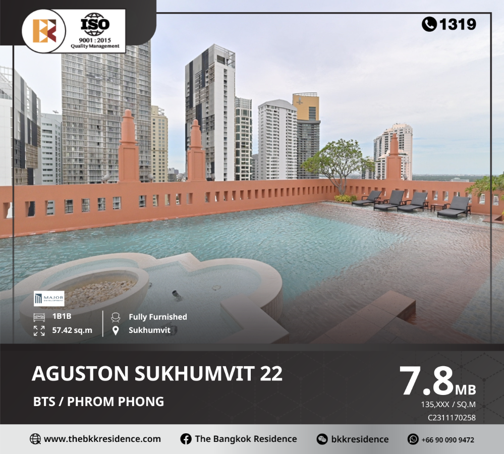 ขายคอนโดสุขุมวิท อโศก ทองหล่อ : Aguston Sukhumvit 22  คอนโดหรูพร้อมอยู่ ใกล้ BTS พร้อมพงษ์