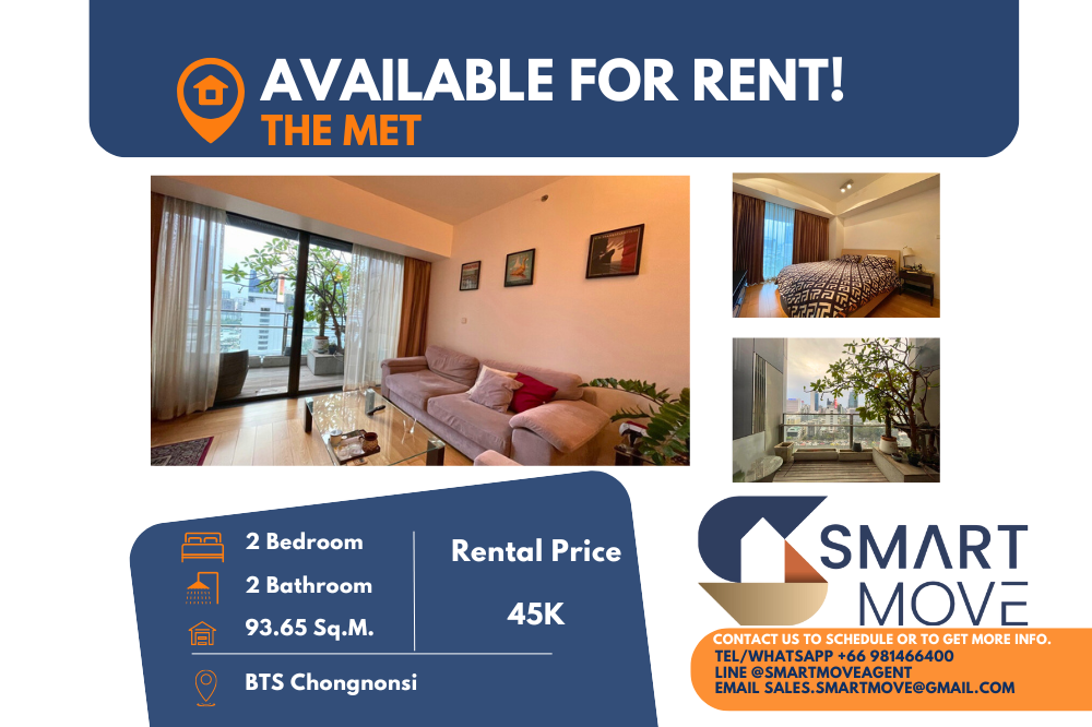 For RentCondoSathorn, Narathiwat : FOR RENT !!! 🔥 Code C20221202312..........The Met, 2 bedrooms, 2 bathrooms, high floor 11+, Cozy style, furnished, ready to move in 📢