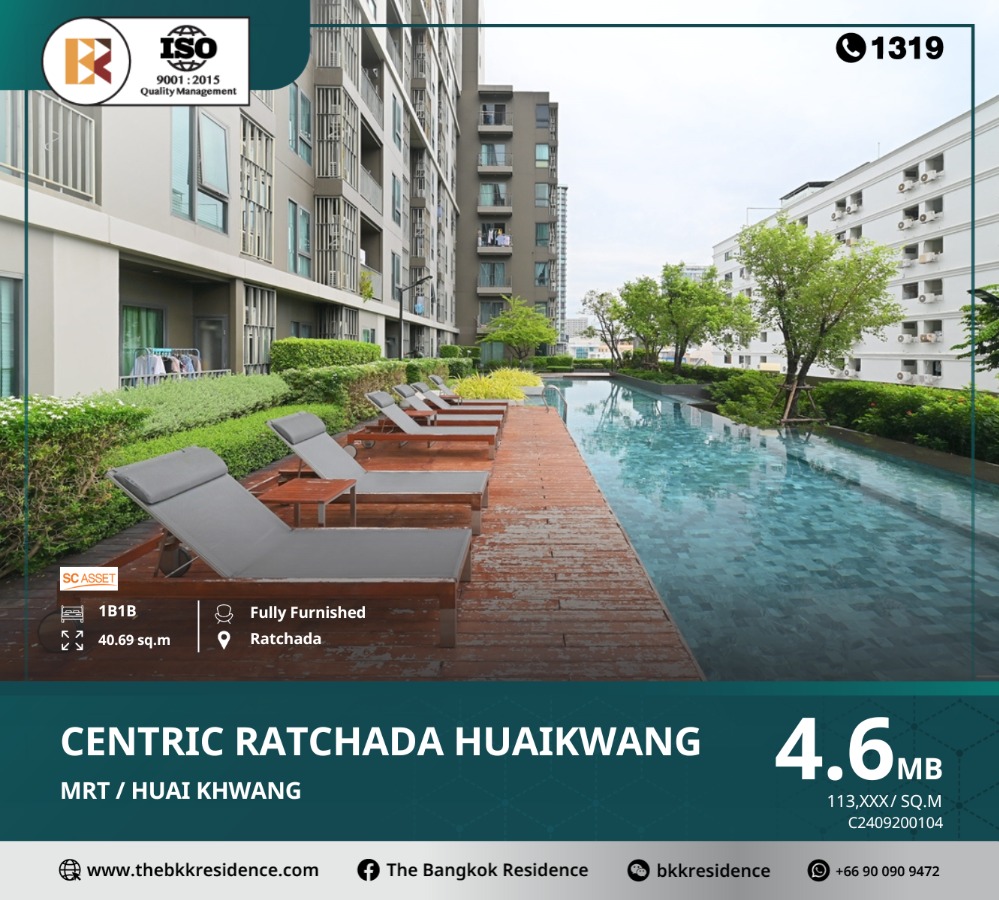 For SaleCondoRatchadapisek, Huaikwang, Suttisan : Centric Ratchada-Huai Khwang comes with a modern design, near MRT Huai Khwang.