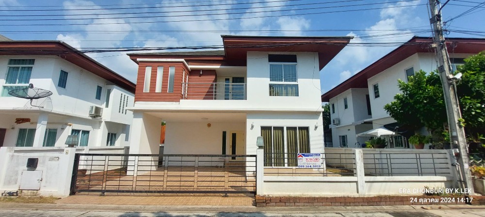 For SaleHousePattaya, Bangsaen, Chonburi : For sale: 2-storey detached house, Pacific Home Bangsaen Village 1, near Bangsaen Beach