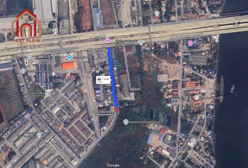 For SaleLandMahachai Samut Sakhon : Land for sale, 1 rai, 1 ngan, 55 square wa, on the main road into Tha Chalom, only 300 meters into Soi Tha Chalom, 65 meters wide, filled and ready to build.