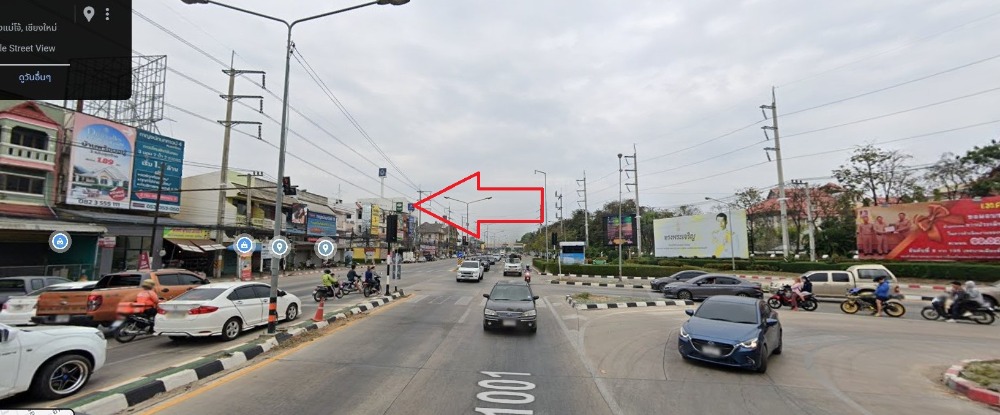 For SaleRetailChiang Mai : Find a business location on Maejo Road, Chiang Mai, house and land on Maejo Road, with house, shop, land on the road near Maejo University.