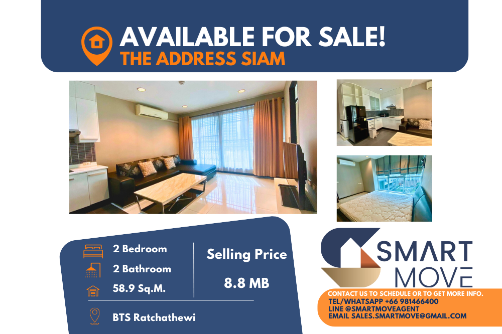 For SaleCondoRatchathewi,Phayathai : 🔥FOR SALE !! 🔥Code C20230107215.......The Address Siam, 2 bedrooms, 2 bathrooms, East Facing, furnished, Special Deal!! 📢 📢