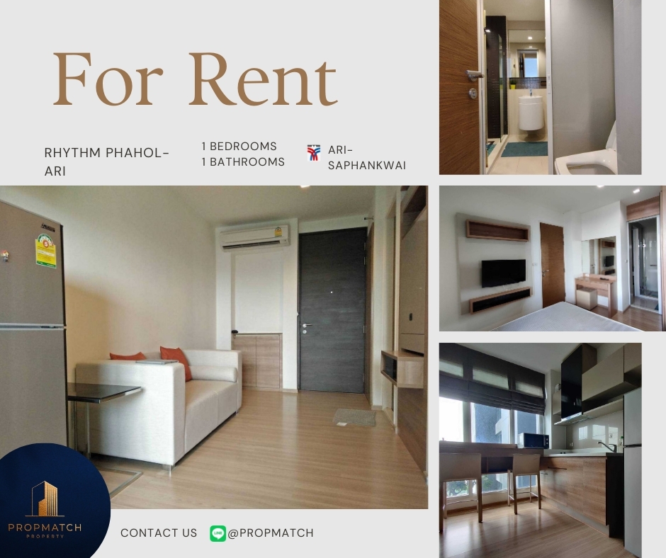 For RentCondoSapankwai,Jatujak : 📢 Amazing price, dont miss it📢 Rhythm Phahol-Ari (1 bedroom, 1 bathroom, 35 sq m.) Fully furnished, ready to move in!! Only 15,000 baht per month Tel.0981315848 @propmatch