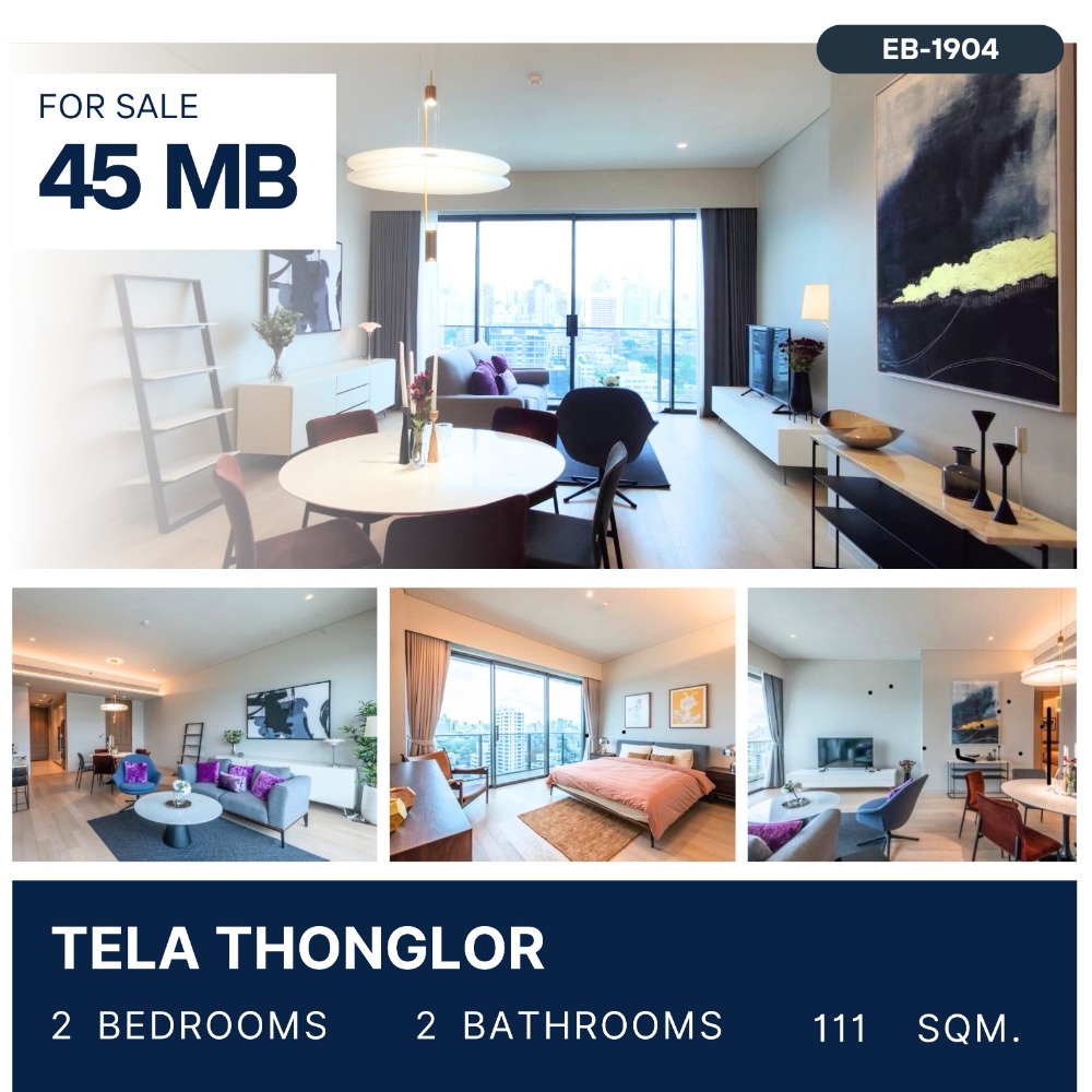 For SaleCondoSukhumvit, Asoke, Thonglor : Tela Thonglor 2 Beds Spacious 111 sqm for sale 45 MB.