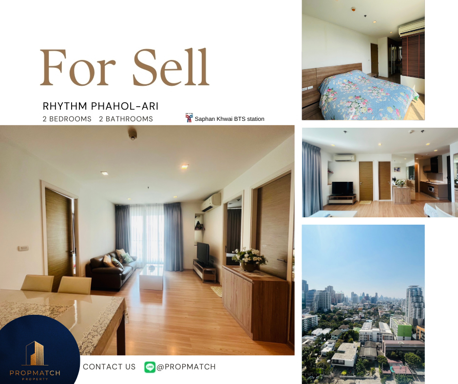 For SaleCondoSapankwai,Jatujak : ✨Wow price, super cool decorated room✨ Rhythm Phahol - Ari (2 bedrooms, 66 sq m.) High floor, great view, price only 4.79 million baht. Tel.0981315848 @propmatch