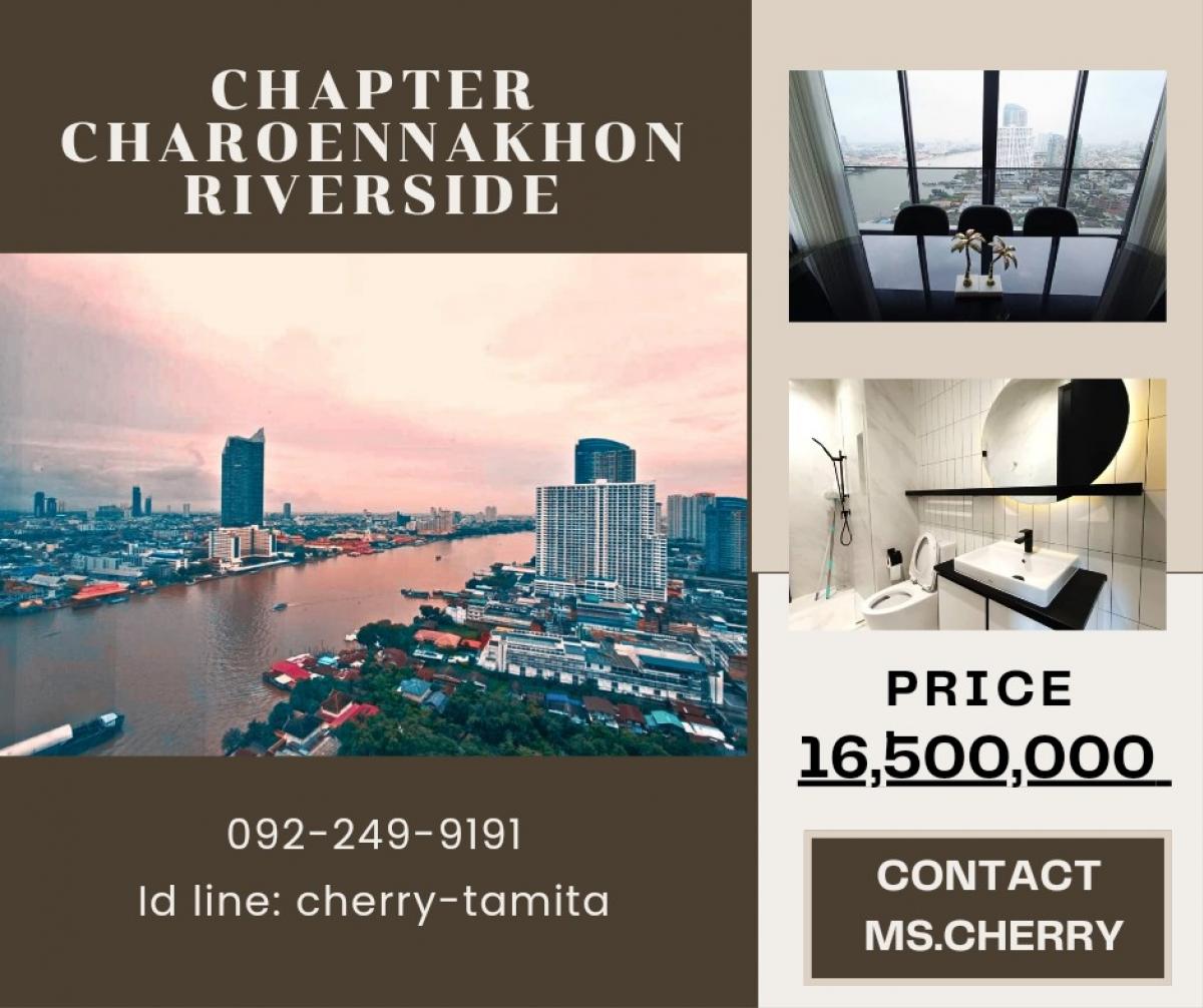 For SaleCondoWongwianyai, Charoennakor : 🍒Condo for sale Chapter Charoennakhon – Riverside, on Charoen Nakhon Road, Bang Lamphu Lang Subdistrict, Khlong San District - near Shrewsbury International School - near CBD Sathorn-Silom - 5 minutes to ICONSIAM - near BTS Krung Thon Buri, Saphan Taksin,