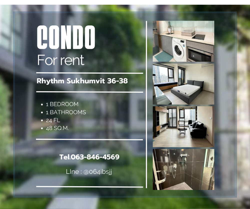 For RentCondoSukhumvit, Asoke, Thonglor : Condo for rent: Rhythm Sukhumvit 36 ​​- 38, beautiful, spacious room, ready to move in **2-year contract, special price**