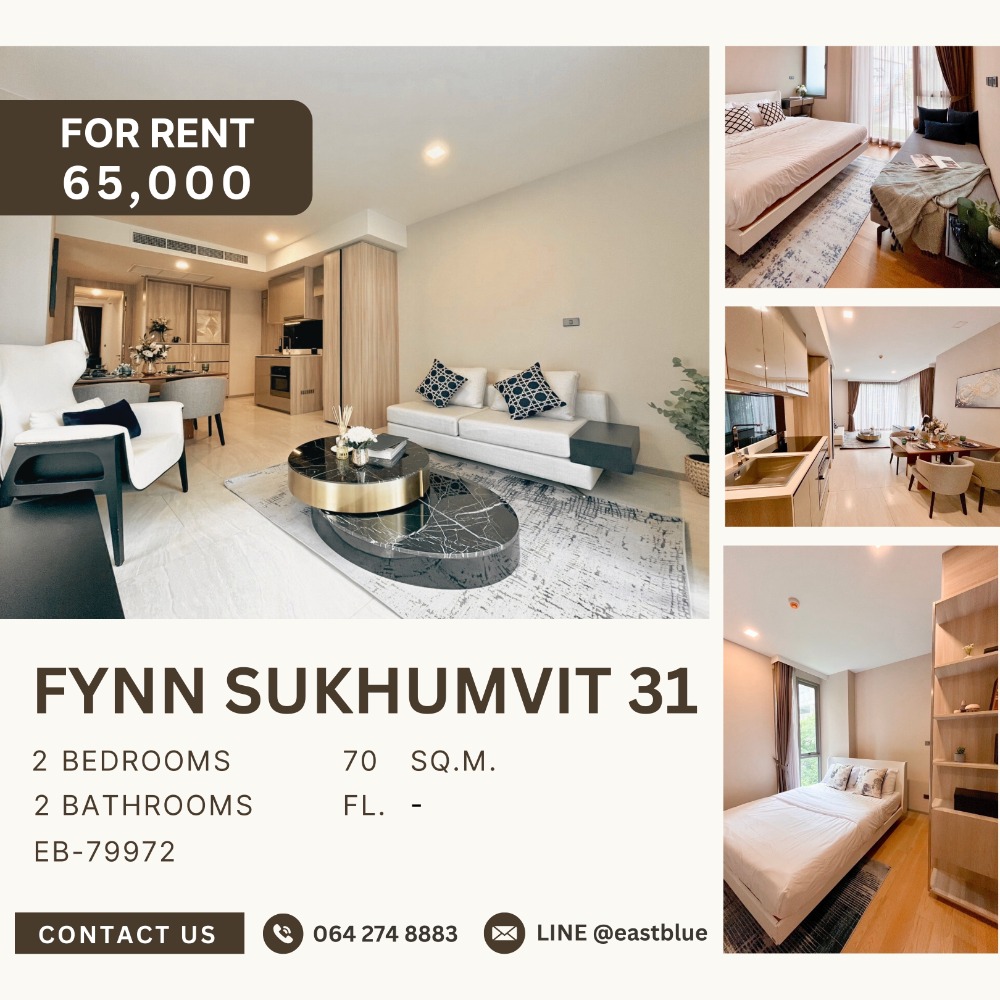 For RentCondoSukhumvit, Asoke, Thonglor : For rent: FYNN Sukhumvit 31, 2 Bedroom, luxuriously decorated, 65,000 per month