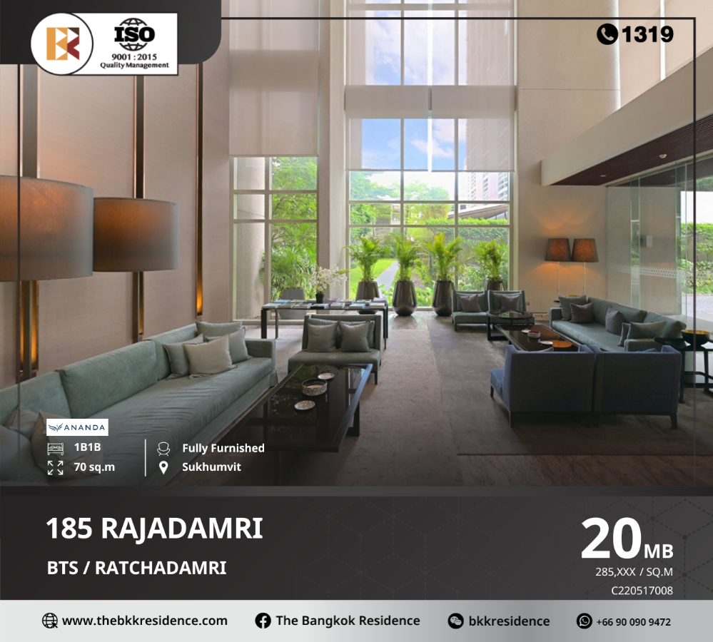 For SaleCondoWitthayu, Chidlom, Langsuan, Ploenchit : 185 Rajadamri, luxury condo near BTS Ratchadamri